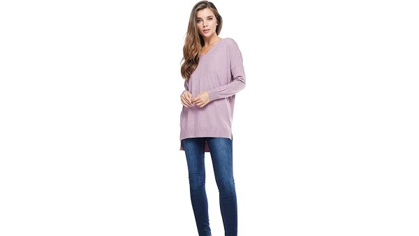 Alexander + David Women's Oversized Extra Soft V-Neck Pullover Sweater