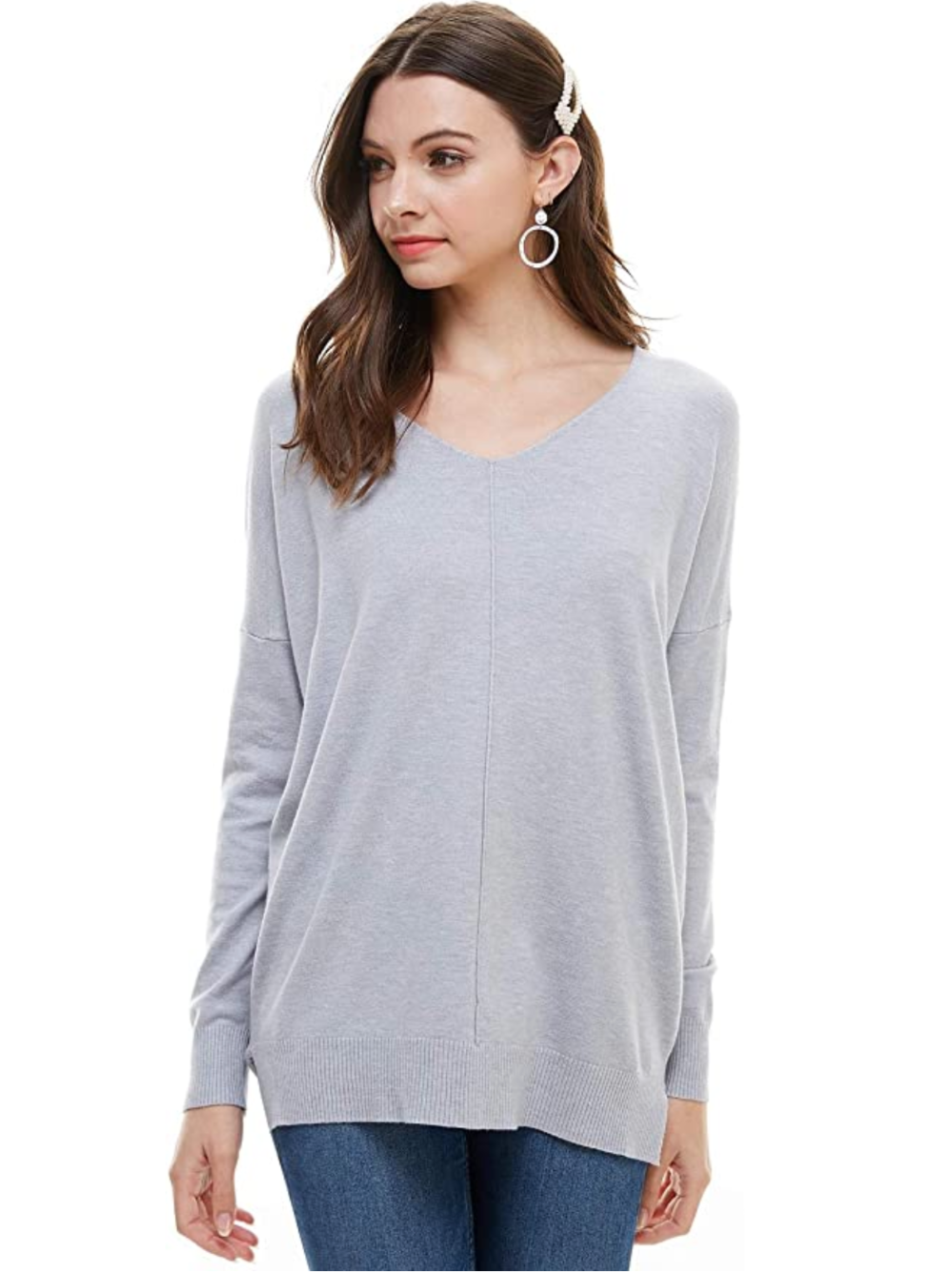 Alexander + David Women's Oversized Extra Soft V-Neck Pullover Sweater