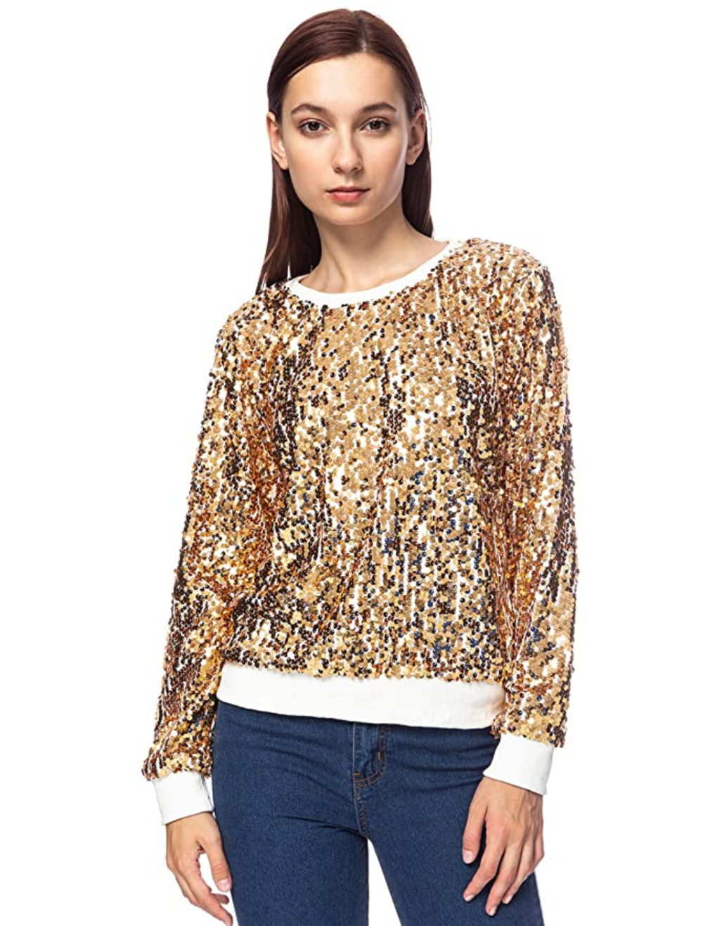 Anna-Kaci Store Women Sequin Crewneck Sweatshirt