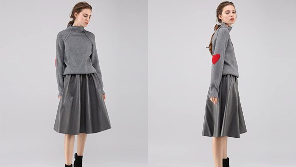 Chicwish Women's Comfy Casual Long Sleeve Heart Shape Patched Pullover Sweater