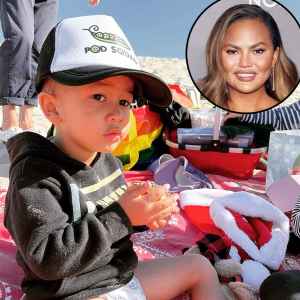 Chrissy Teigen Son Miles Snacking During Beach Day
