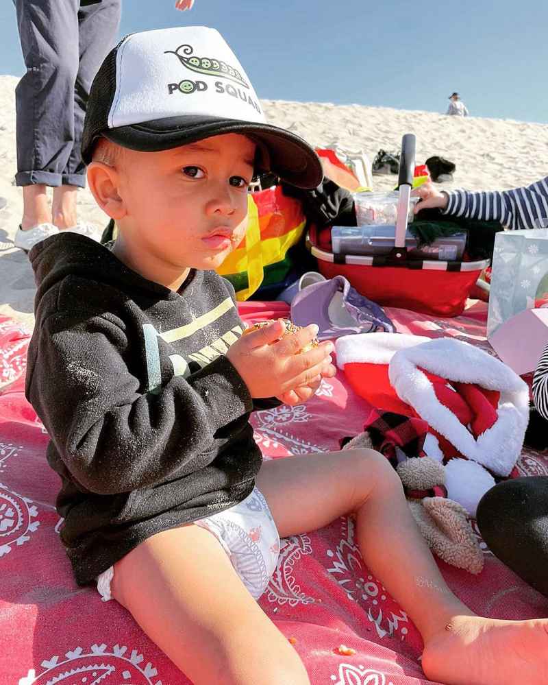 Chrissy Teigen Son Miles Snacking During Beach Day