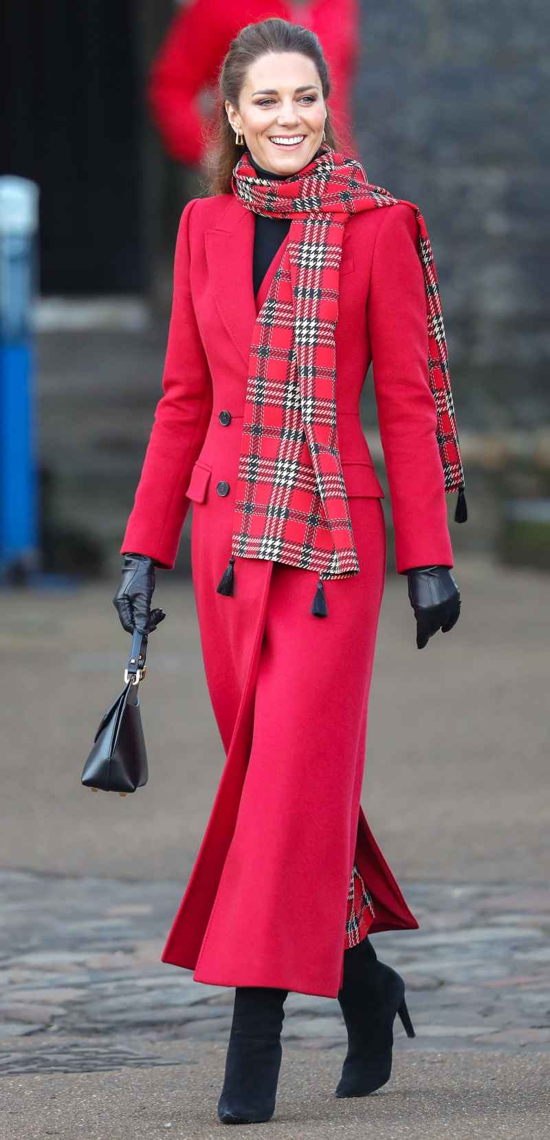 Duchess Kate Is the Chicest Holiday Princess in a Sleek Red Coat and Scarf