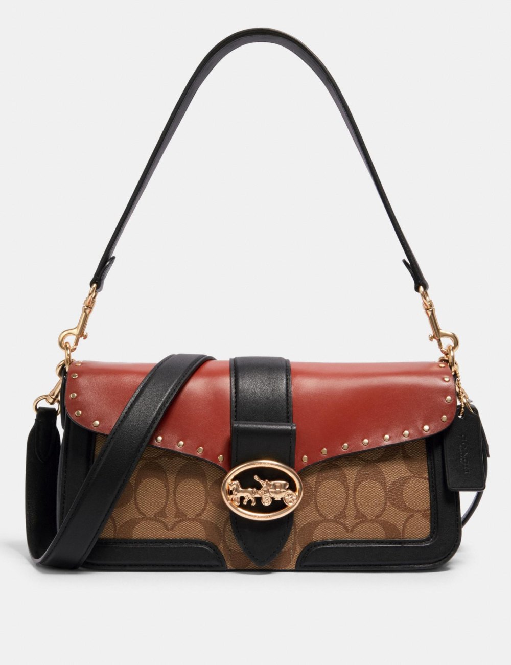 Georgie Shoulder Bag In Colorblock Signature Canvas With Rivets