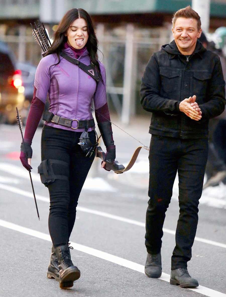 Hailee Steinfeld and Jeremy Renner Filming Hawkeye