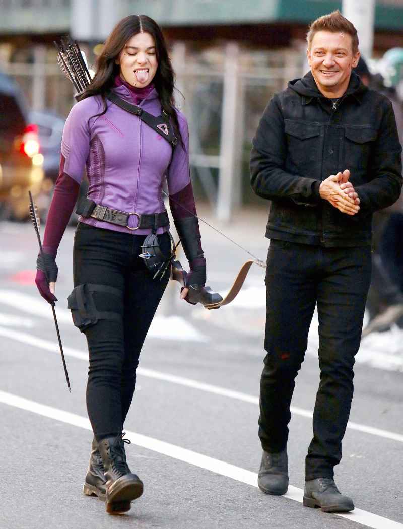 Hailee Steinfeld and Jeremy Renner Filming Hawkeye