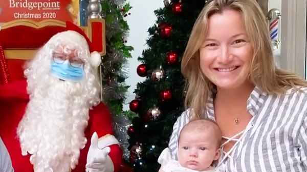 Hannah Ferrier and Daughter Ava Celebrity Kids Socially Distant Santa Visits in 2020 Holiday Season