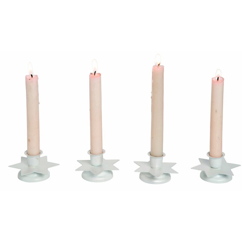 The Holiday Aisle Hanukkah Star Taper Small Metal Candlestick Set of 4