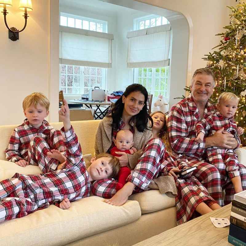 Hilaria Baldwin and Alec Baldwin Matching PJs December 2020 Family Photo