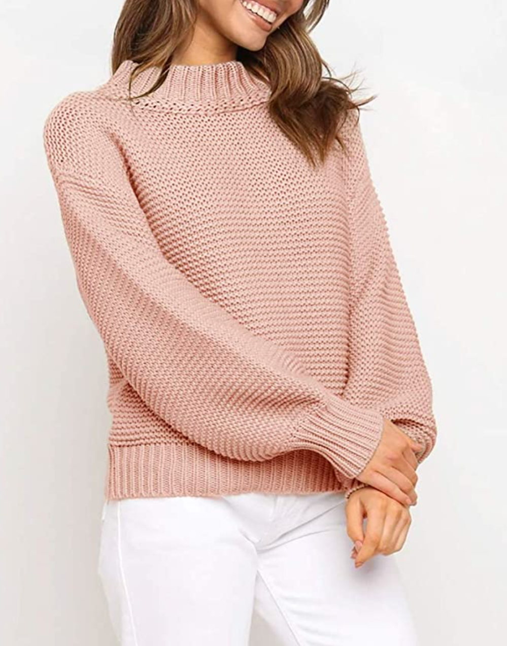 Imily Bela Women's Knit Slouchy Chunky Lantern Sleeve Pullover Jumper