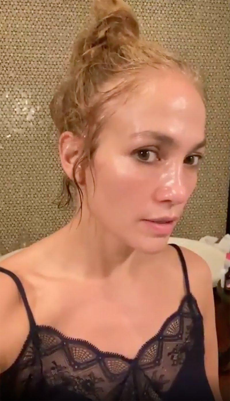 Jennifer Lopez Glows Makeup-Free Testing the New JLo Beauty Mask