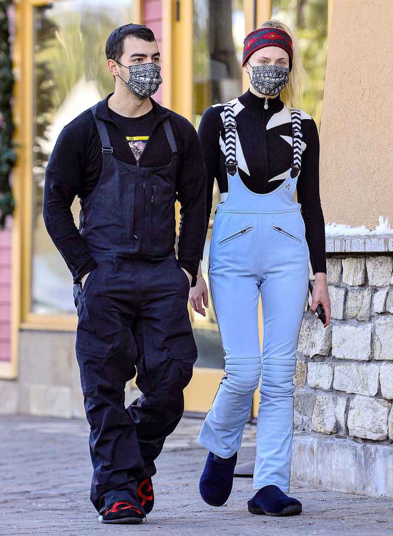 Joe Jonas and Sophie Turner Wear Matching Masks With Stylish Ski Gear