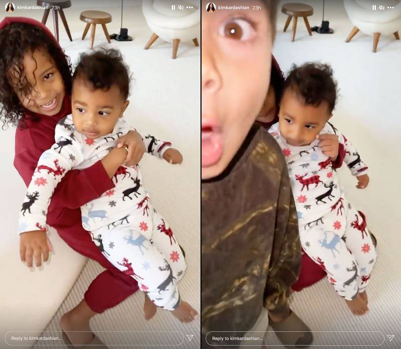 Kim Kardashians Sons Saint and Psalm Are Photobombed By Cousin Reign