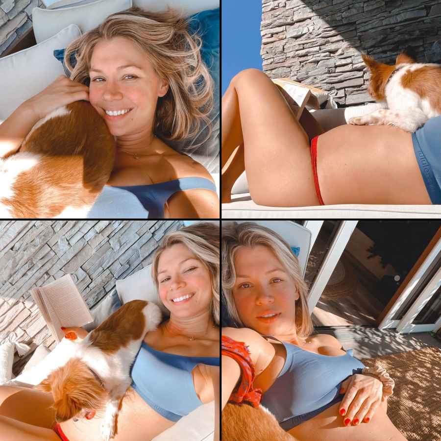 Krystal Nielson baby Bump Pregnant Dog Resting