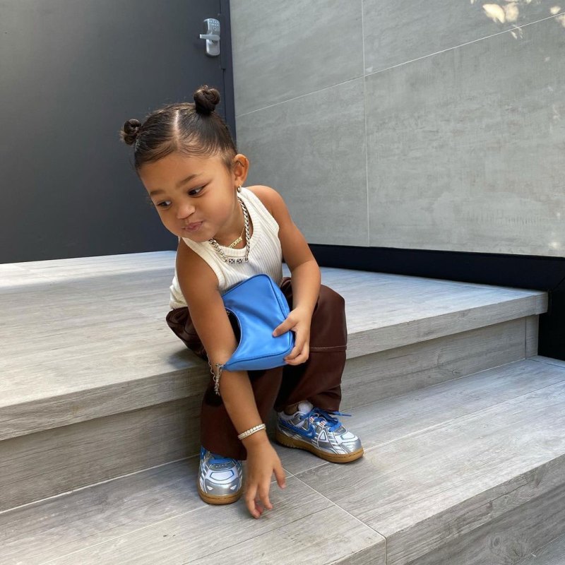 Kylie Jenner Stormi Space Buns Blue Purse Turning 3