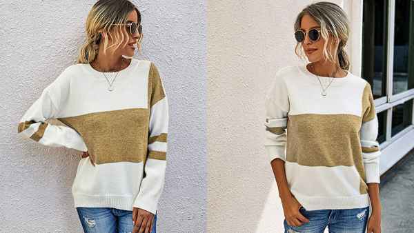 PRETTYGARDEN Women’s Casual Long Sleeve Knitted Color Block Sweater