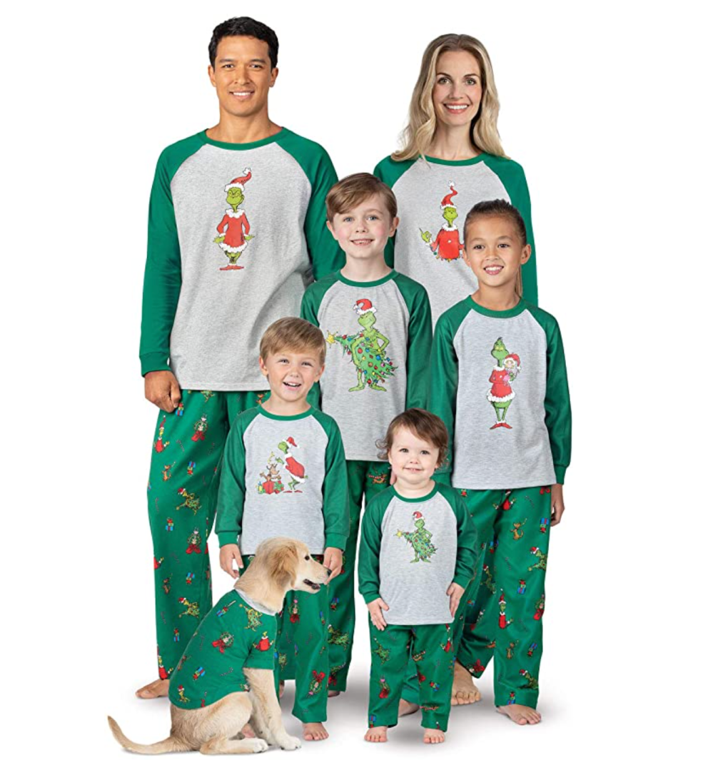 PajamaGram Holiday Grinch Family Christmas Pajamas Set