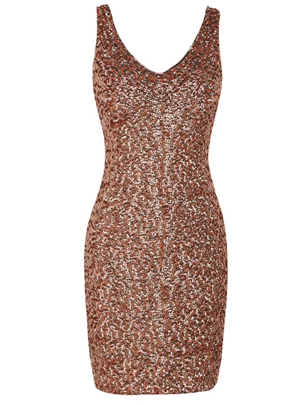 PrettyGuide Women's Sexy Deep V Neck Sequin Glitter Bodycon Stretchy Mini Party Dress