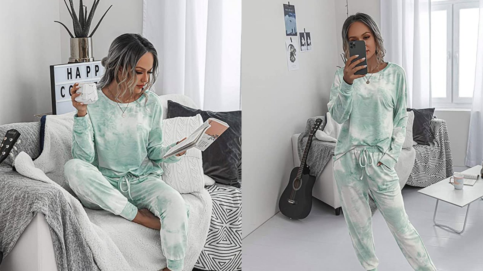TSMNZMU Women's Tie Dye Casual 2Pcs Sleepwear Pajama Set
