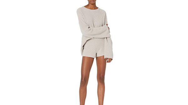 The Drop Women's Alice Crewneck Back Slit Ribbed Pullover Sweater
