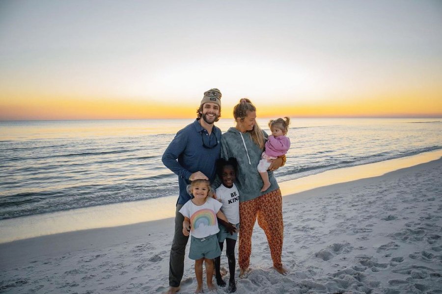 Thomas Rhett and Lauren Akins At The Beach With 3 Daughters