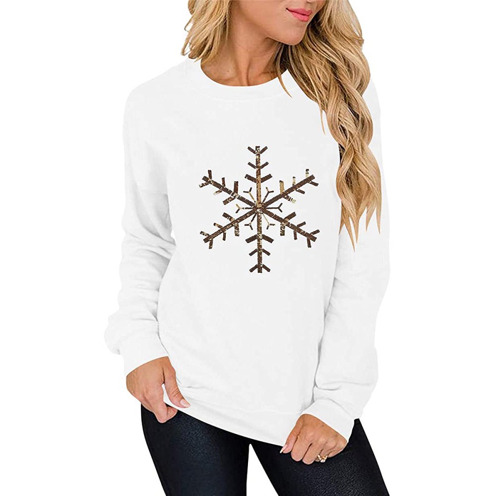 ANRABESS Holiday Crew Neck Sweatshirt With Sequins