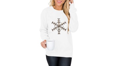 ANRABESS Holiday Crew Neck Sweatshirt With Sequins