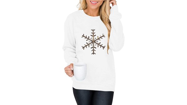 ANRABESS Holiday Crew Neck Sweatshirt With Sequins