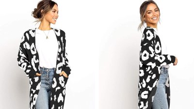 Anna-Kaci Leopard Print Knitted Sweater Cardigan