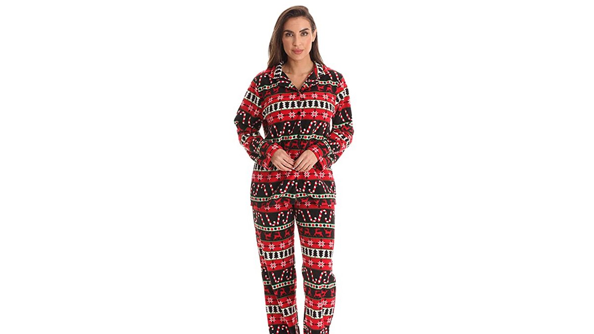 #followme Printed Microfleece Button Front PJ Pant Set with Socks
