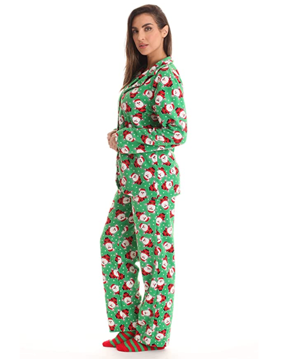 #followme Printed Microfleece Button Front PJ Pant Set with Socks