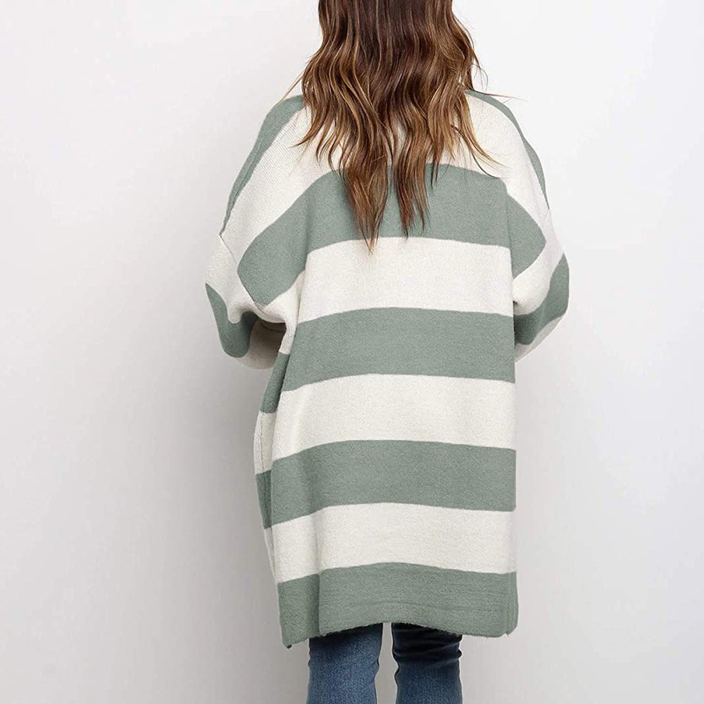MEROKEETY Striped Knit Cardigan Sweater