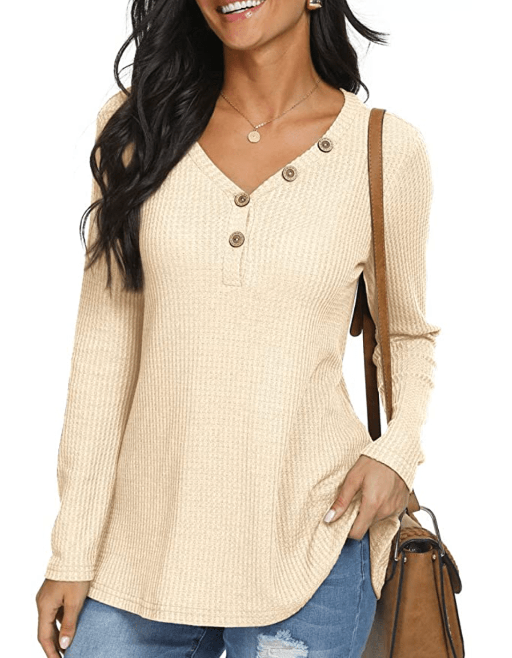 ANIXAY Women's Waffle Knit Tunic Top