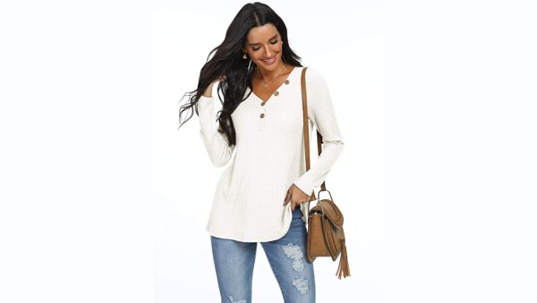ANIXAY Women's Waffle Knit Tunic Top