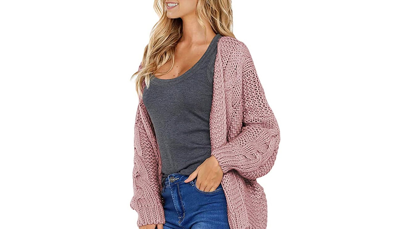 Astylish Women's Open Front Long Sleeve Chunky Knit Cardigan Sweater