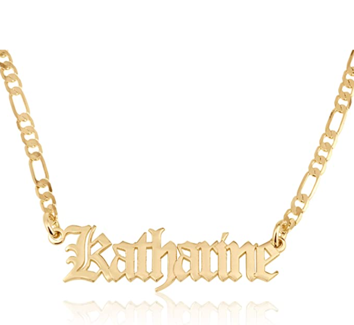 Beleco Jewelry Customize Name Necklace With Figaro Chain