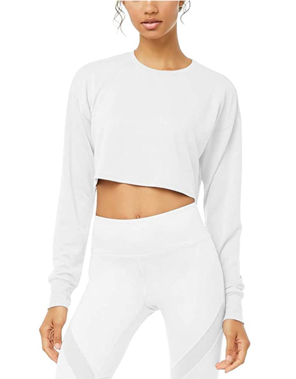 Bestisun Long Sleeve Crop Top Cropped Sweatshirt for Women