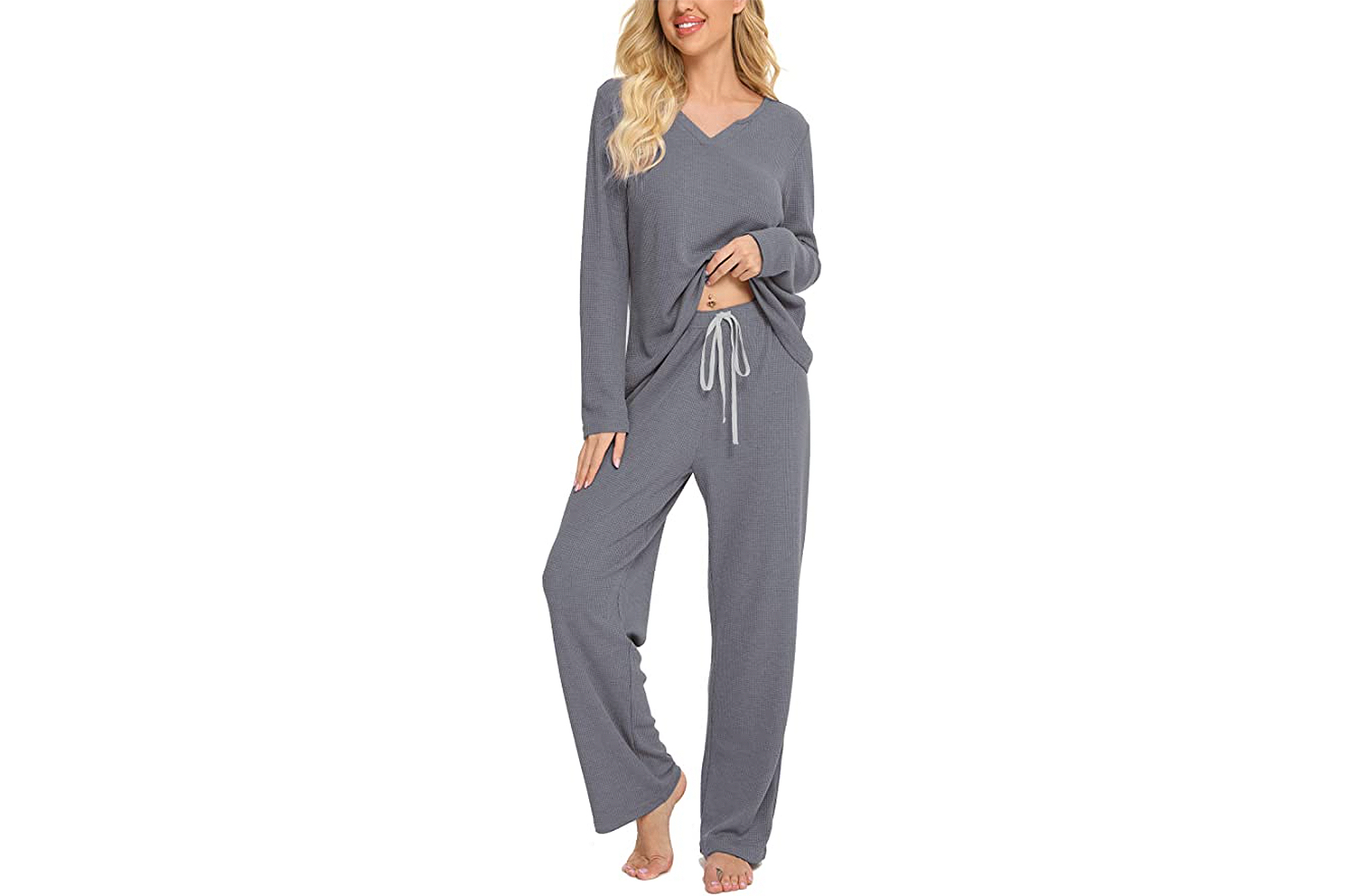 Chomoleza Women's Sweatsuit Set Rib-Knit Long Sleeve Pullover Sweatshirt and Drawstring Sweatpants