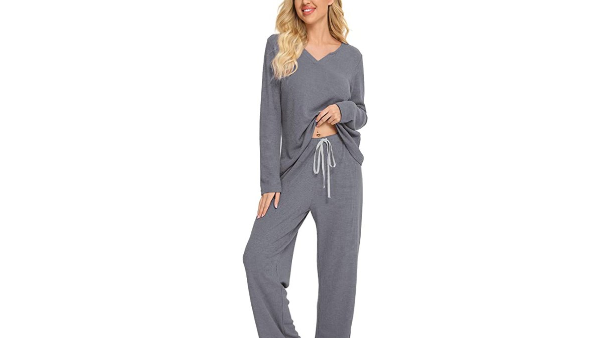 Chomoleza Women's Sweatsuit Set Rib-Knit Long Sleeve Pullover Sweatshirt and Drawstring Sweatpants