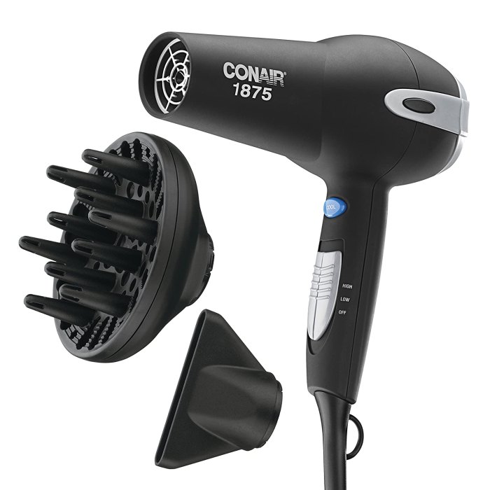 Conair 1875-Watt Ionic Ceramic Hair Dryer with Diffuser and Concentrator