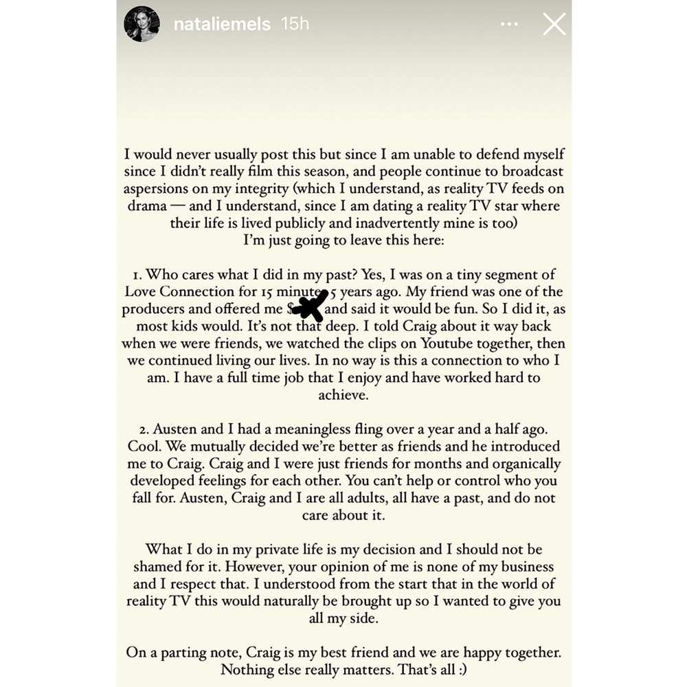 Craig Conover GF Natalie Defends Going Love Connection