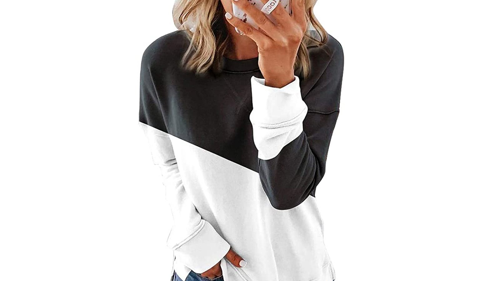 Elapsy Women's Long Sleeve Oversized Pullover Sweatshirt