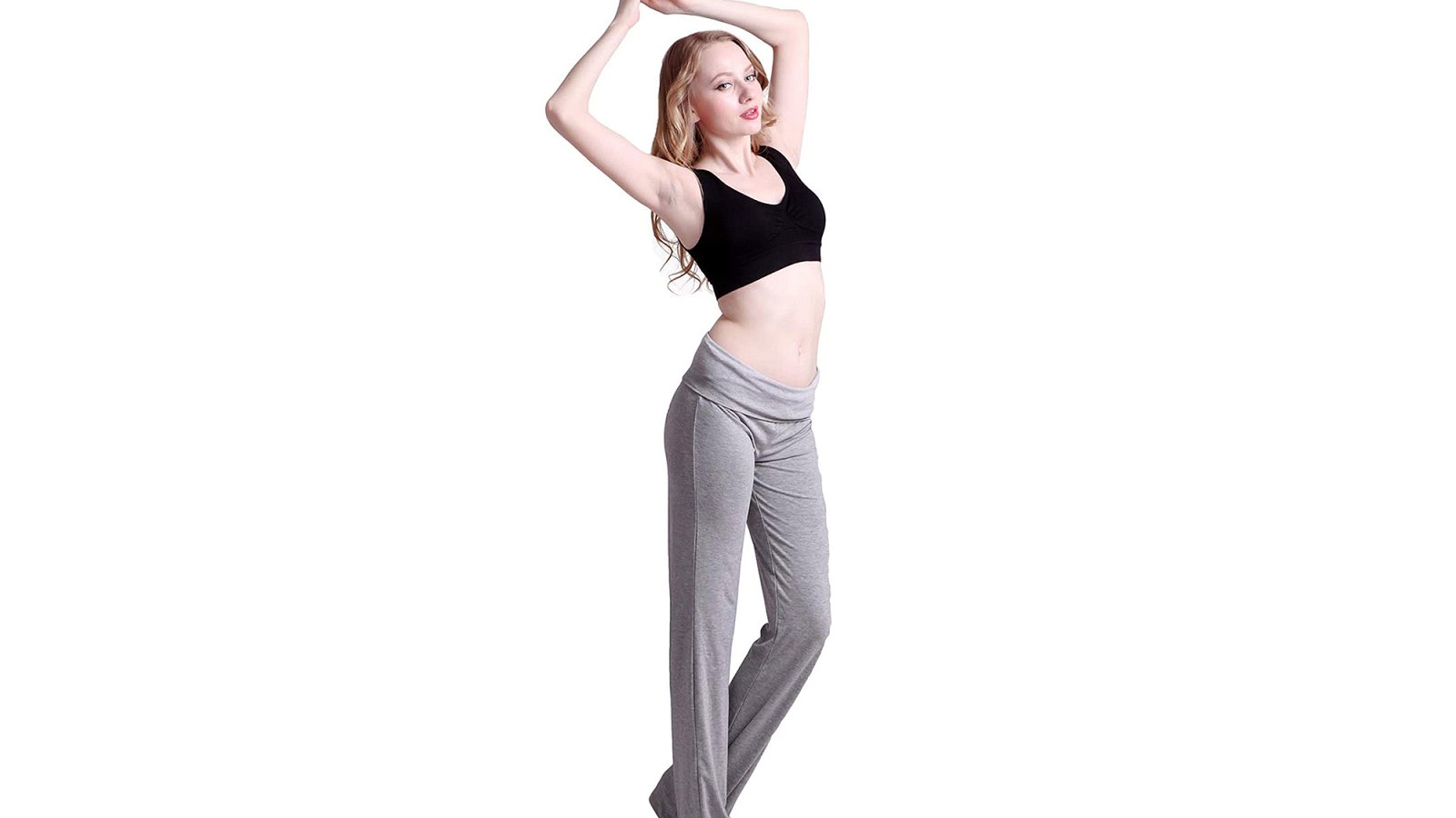HDE Women's Color Block Fold Over Waist Yoga Pants