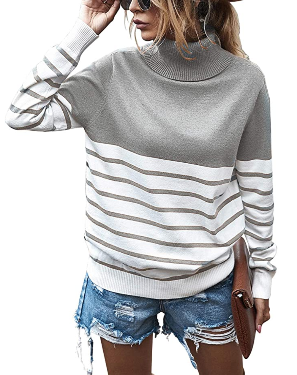 KIRUNDO 2020 Women’s Turtleneck Knitted Long Sleeve Loose Ribbed Sweater