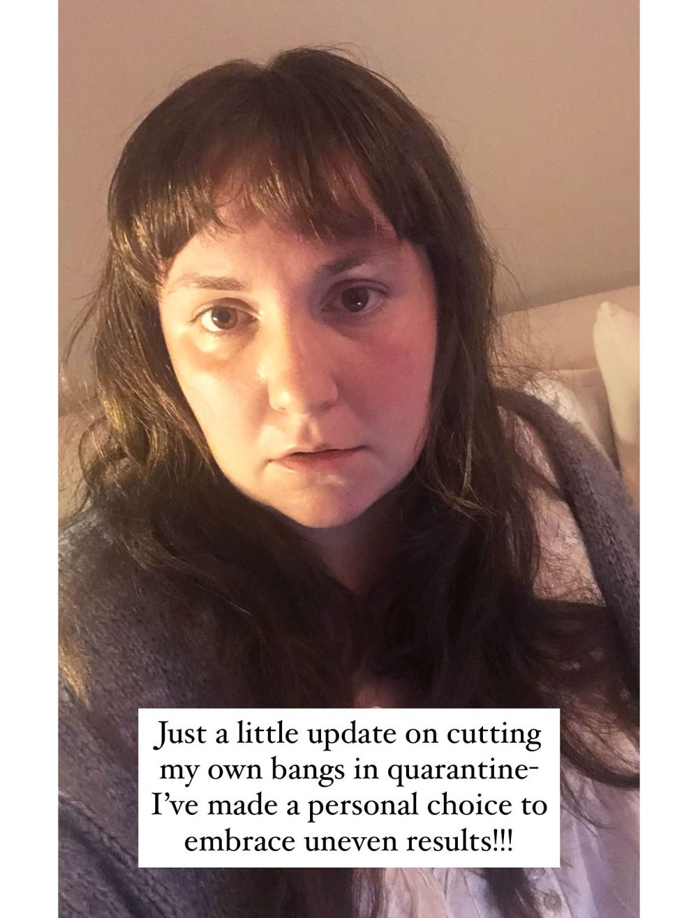 Lena Dunham Is ‘Embracing Uneven Results’ as She Cuts Her Own Bangs