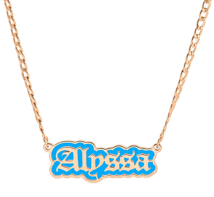 MANZHEN Custom Color Aluminum Plate Outline Any Name Necklace