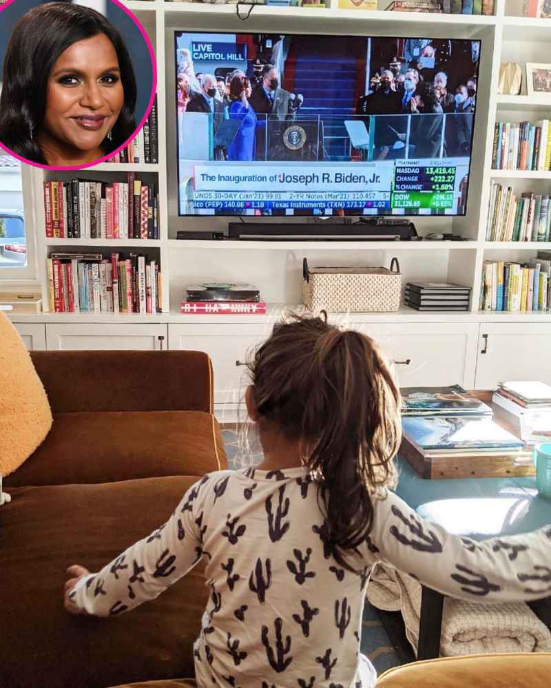 Mindy Kaling Celeb Parents Watch Joe Biden’s Inauguration With Children