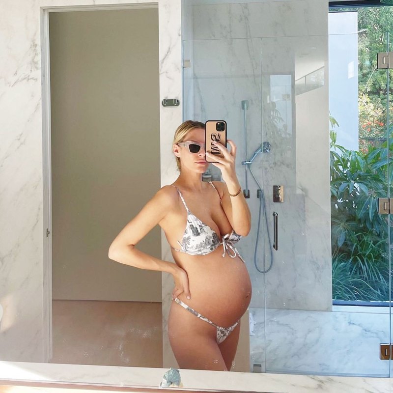 Pregnant Morgan Stewart Baby Bump Mirror Selfie In A Bikini