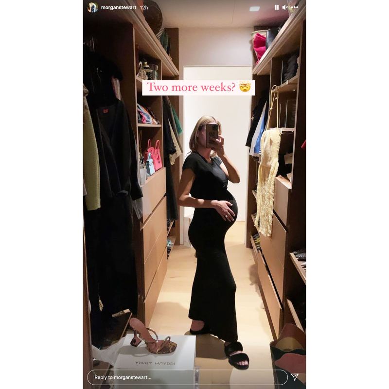 Pregnant Morgan Stewart Baby Bump Selfie in Dress