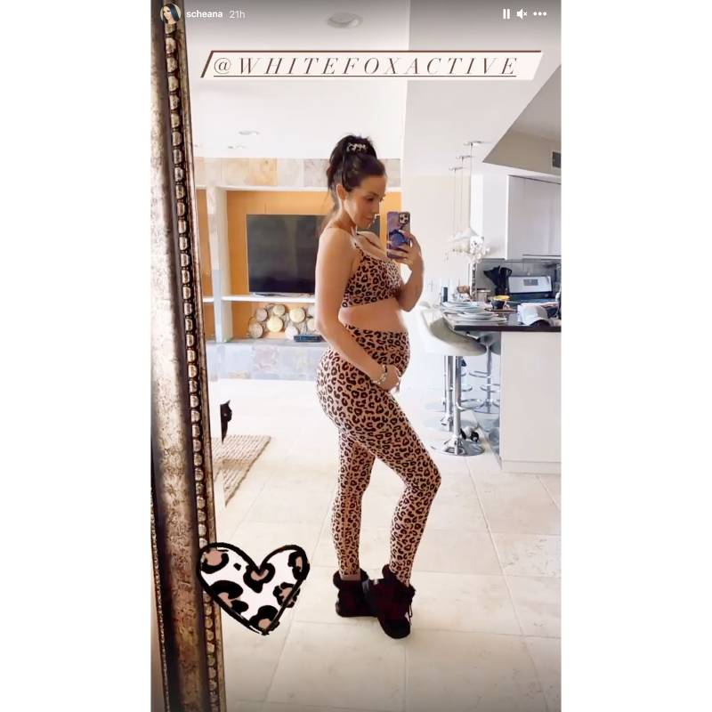 Pregnant Scheana Shay Wearing Animal Print Sports Bra And Matching Leggings